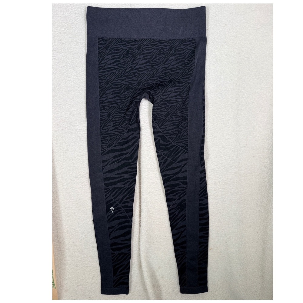 Ivivva Lululemon Kids Girls Size 12‎ Zebra Print Seamless Leggings Gray Black